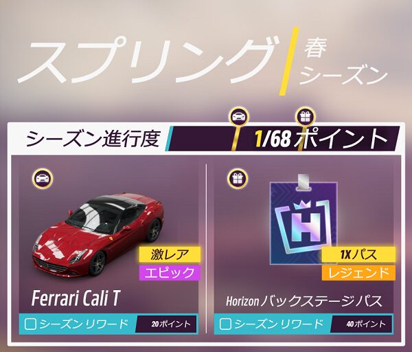 今シーズンのリワードです。