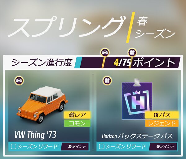 今シーズンのリワードです。