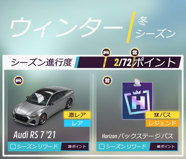 今シーズンのリワードです。