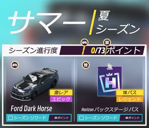 今シーズンのリワードです。