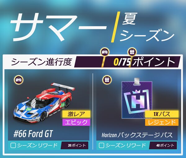 今シーズンのリワードです。