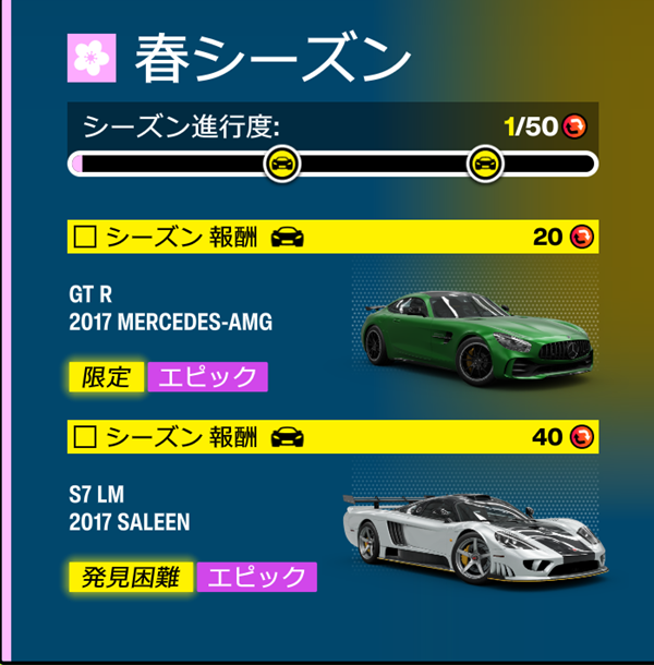 今シーズンのリワードです。