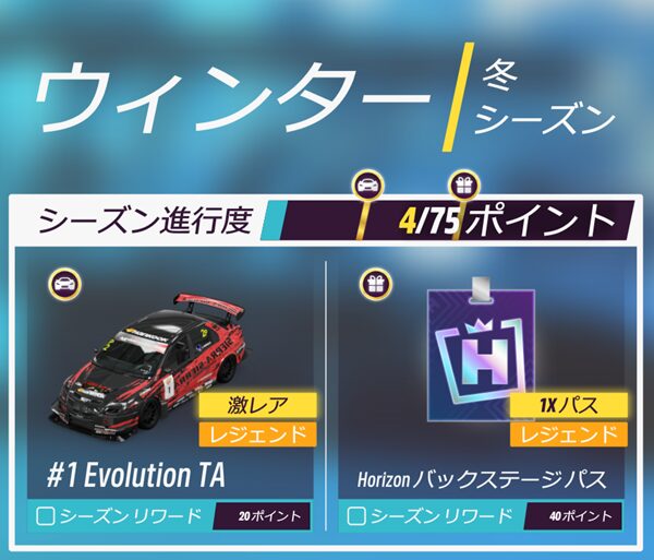 今シーズンのリワードです。