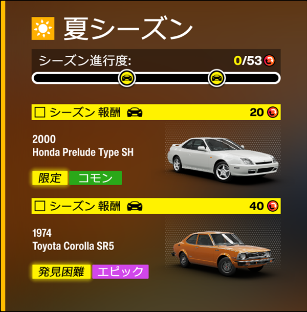 今シーズンのリワードです。